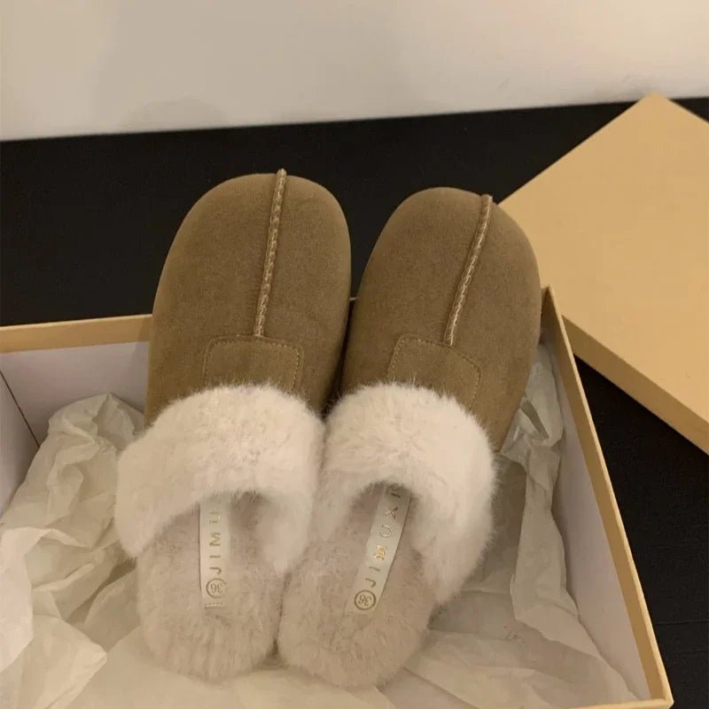 SaneShoppe - AJGS Natural Wool Grass Slippers Australian Sheepskin All - in - one Slippers Women's Home Flats Non - slip Women Shoes