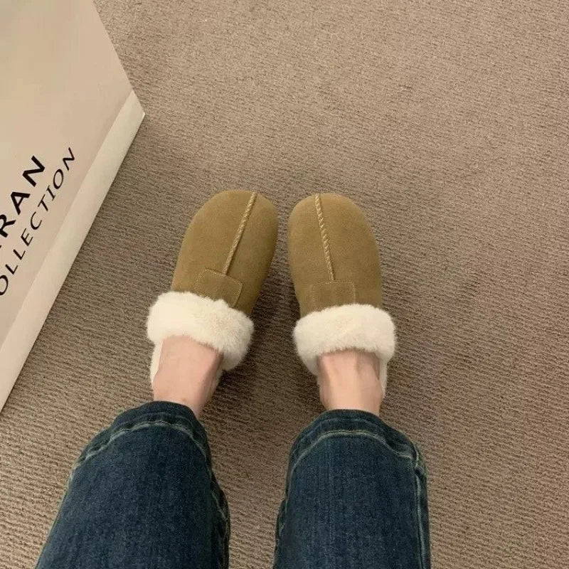 SaneShoppe - AJGS Natural Wool Grass Slippers Australian Sheepskin All - in - one Slippers Women's Home Flats Non - slip Women Shoes