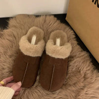 SaneShoppe - AJGS Natural Wool Grass Slippers Australian Sheepskin All - in - one Slippers Women's Home Flats Non - slip Women Shoes