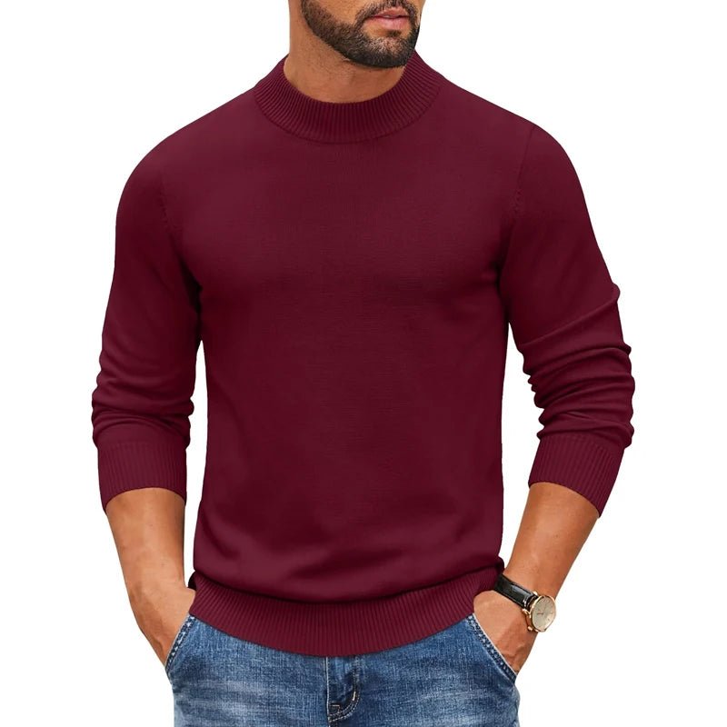 SaneShoppe-Men's Mock Turtleneck Pullover Sweater for Cold Days - Streetwear Style