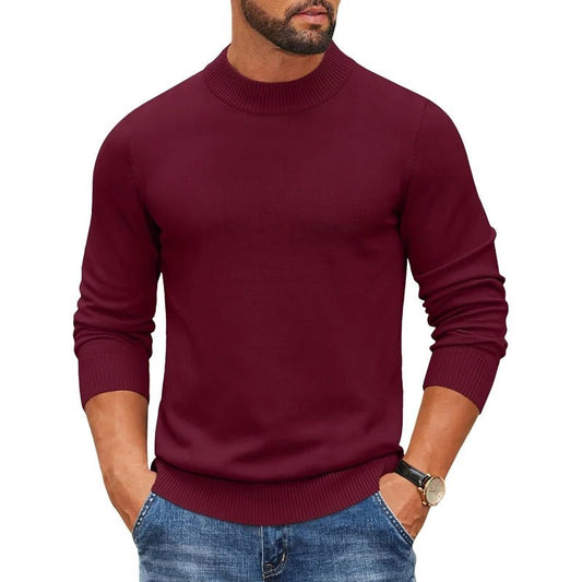 SaneShoppe-Men's Mock Turtleneck Pullover Sweater for Cold Days - Streetwear Style