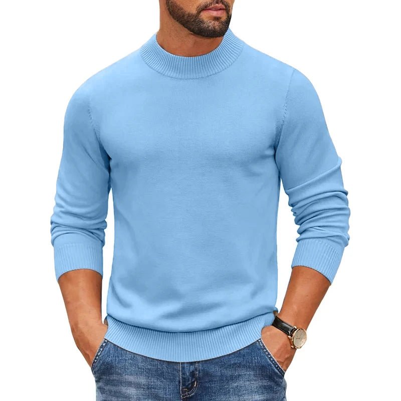 SaneShoppe-Men's Mock Turtleneck Pullover Sweater for Cold Days - Streetwear Style