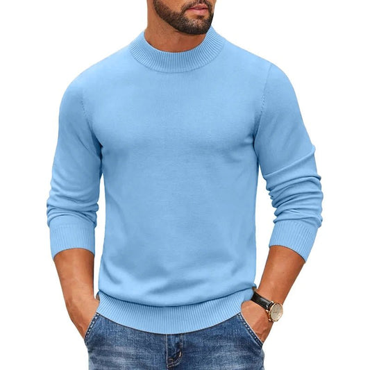 SaneShoppe-Men's Mock Turtleneck Pullover Sweater for Cold Days - Streetwear Style