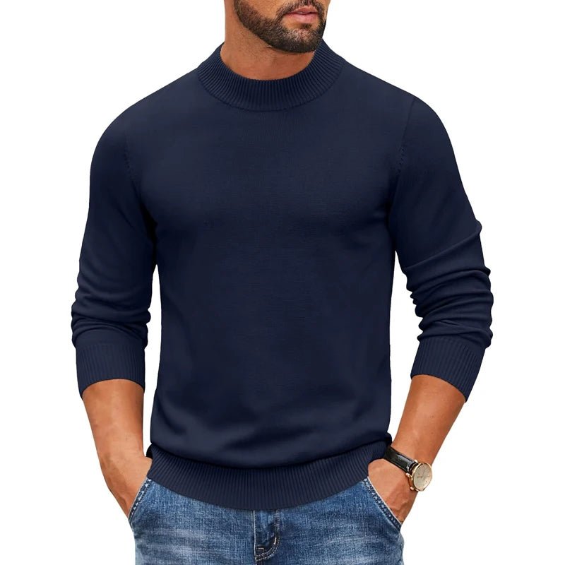SaneShoppe-Men's Mock Turtleneck Pullover Sweater for Cold Days - Streetwear Style