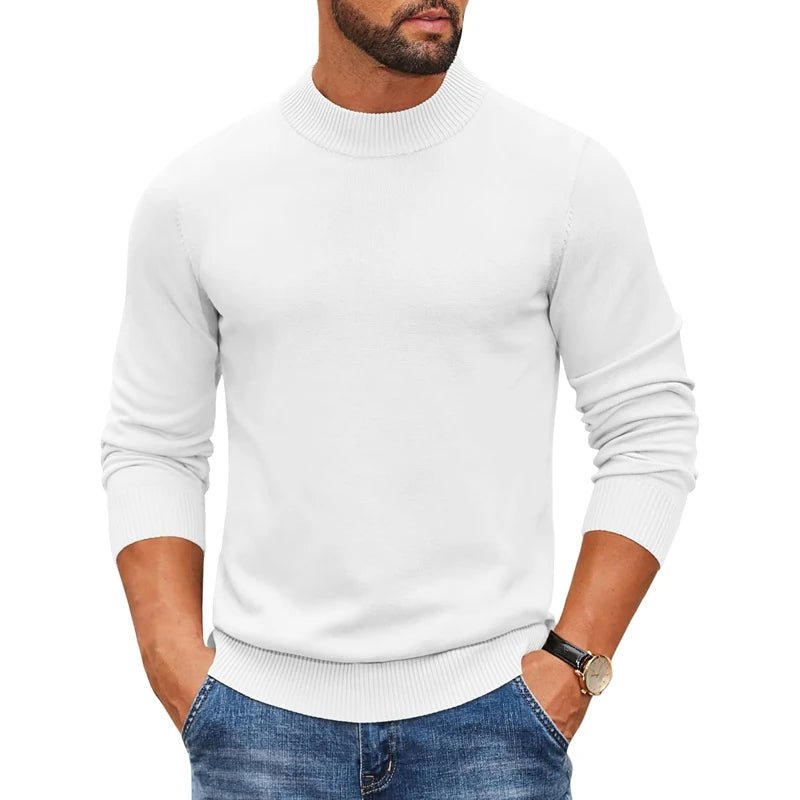 SaneShoppe-Men's Mock Turtleneck Pullover Sweater for Cold Days - Streetwear Style