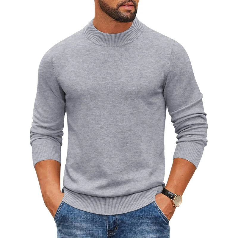 SaneShoppe-Men's Mock Turtleneck Pullover Sweater for Cold Days - Streetwear Style