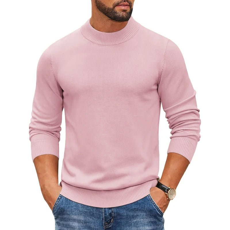 SaneShoppe-Men's Mock Turtleneck Pullover Sweater for Cold Days - Streetwear Style