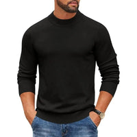 SaneShoppe-Men's Mock Turtleneck Pullover Sweater for Cold Days - Streetwear Style