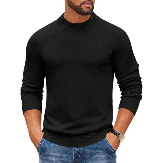 SaneShoppe-Men's Mock Turtleneck Pullover Sweater for Cold Days - Streetwear Style
