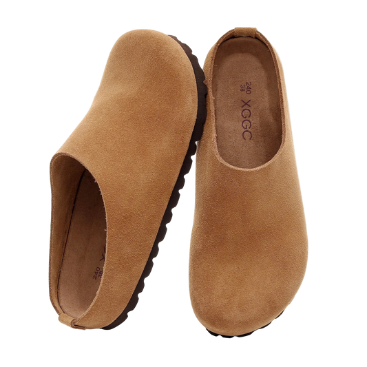 SaneShoppe-Cork Footbed Sandals with Arch Support - Anti Slip Leather Clogs