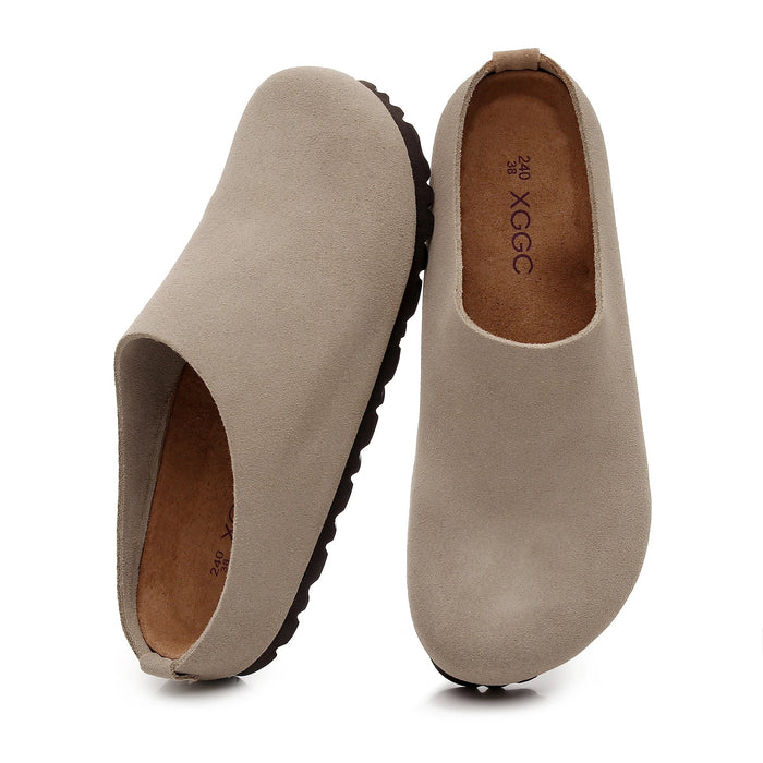 SaneShoppe-Cork Footbed Sandals with Arch Support - Anti Slip Leather Clogs