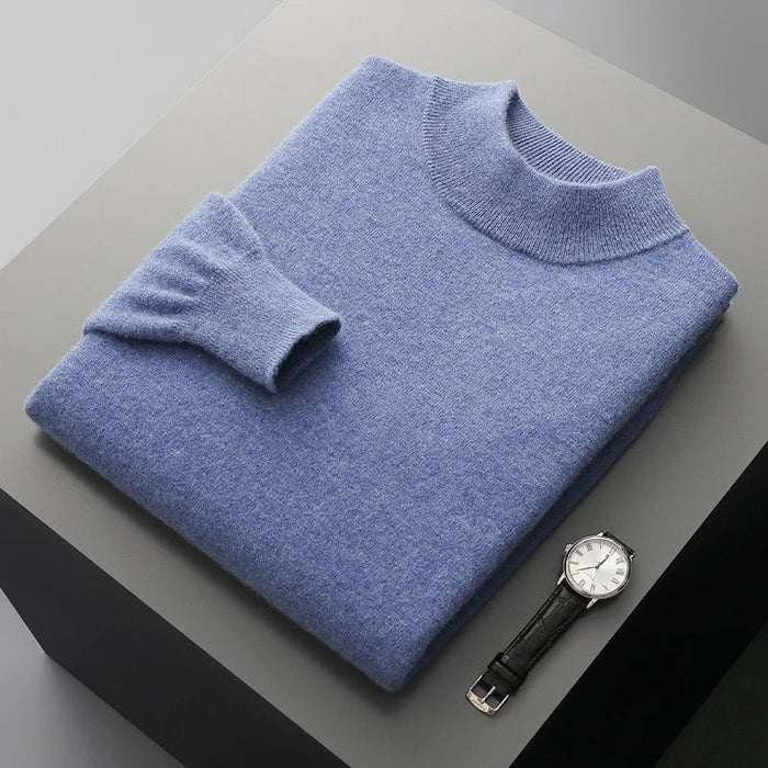 SaneShoppe-Men's Merino Wool Stand Up Collar Sweater - Soft & Warm Pullover