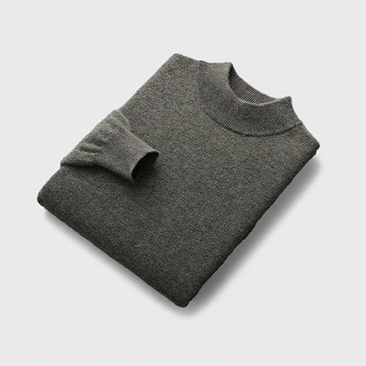 SaneShoppe-Men's Merino Wool Stand Up Collar Sweater - Soft & Warm Pullover