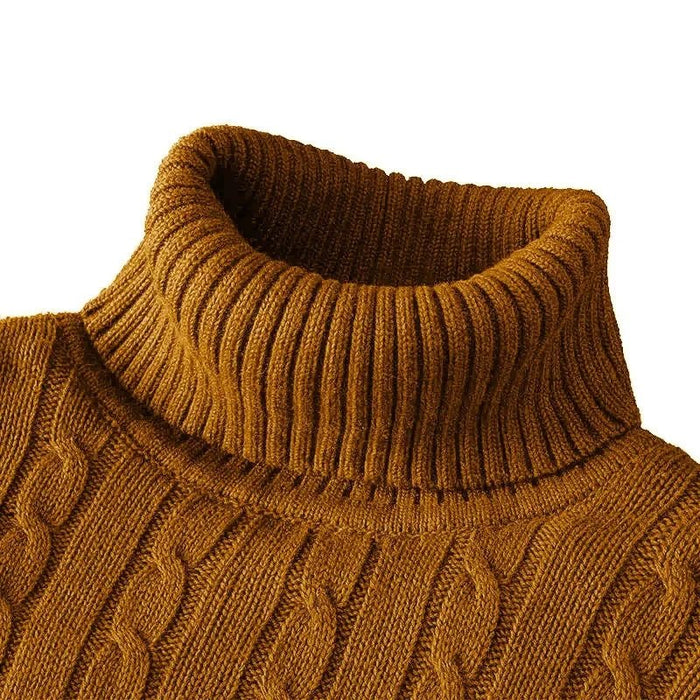 SaneShoppe - Autumn Men's Long Sleeve Knitted Sweaters Men's Slim Fit Turtleneck Sweater Casual Pullover Sweater Lightweight Ribbed Sweater