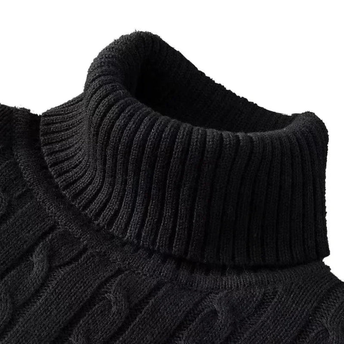 SaneShoppe - Autumn Men's Long Sleeve Knitted Sweaters Men's Slim Fit Turtleneck Sweater Casual Pullover Sweater Lightweight Ribbed Sweater
