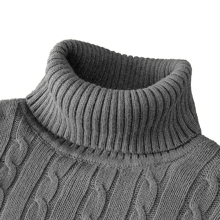 SaneShoppe - Autumn Men's Long Sleeve Knitted Sweaters Men's Slim Fit Turtleneck Sweater Casual Pullover Sweater Lightweight Ribbed Sweater
