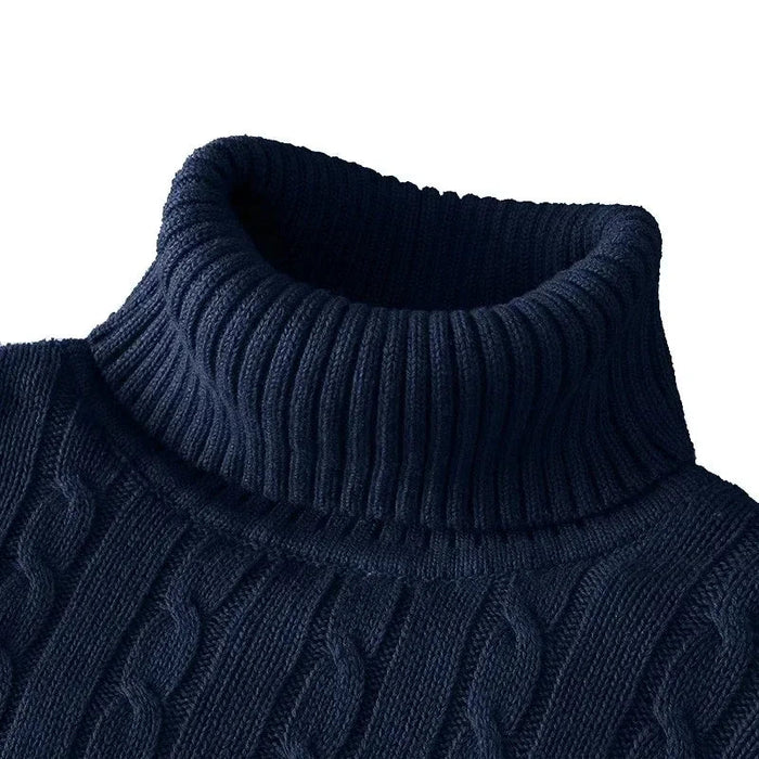 SaneShoppe - Autumn Men's Long Sleeve Knitted Sweaters Men's Slim Fit Turtleneck Sweater Casual Pullover Sweater Lightweight Ribbed Sweater