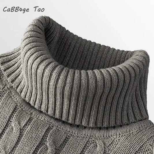 SaneShoppe-Men's Casual Turtleneck Knitted Sweater - Lightweight Ribbed Pullover for Autumn