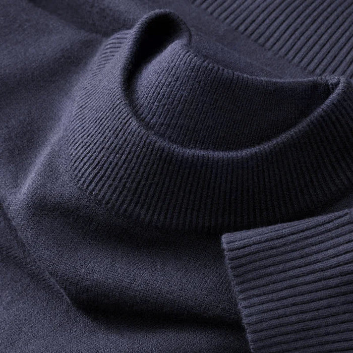 SaneShoppe - Autumn New Men's Casual Mock Turtleneck Sweater Long Sleeved Warm Pullover Basic Lightweight Street Clothing Knitted Jacket Top