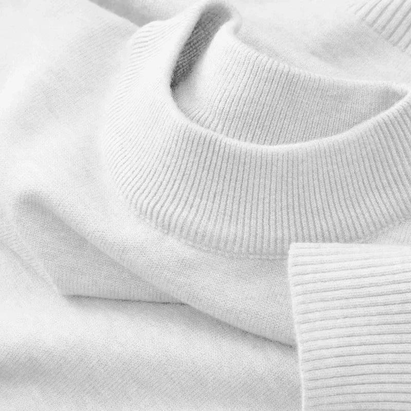 SaneShoppe - Autumn New Men's Casual Mock Turtleneck Sweater Long Sleeved Warm Pullover Basic Lightweight Street Clothing Knitted Jacket Top