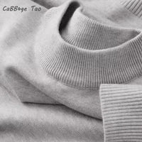 SaneShoppe - Autumn New Men's Casual Mock Turtleneck Sweater Long Sleeved Warm Pullover Basic Lightweight Street Clothing Knitted Jacket Top