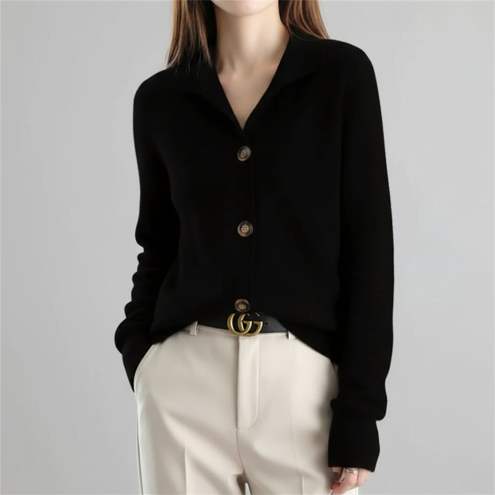 SaneShoppe-Women's Stand Collar Knitted Cardigan: Casual Korean Version Sweater