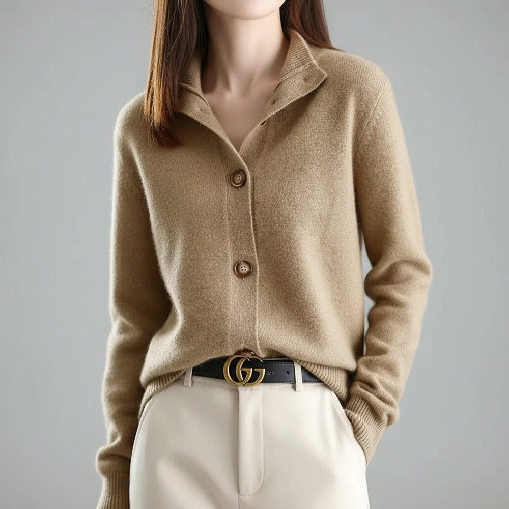 SaneShoppe-Women's Stand Collar Knitted Cardigan: Casual Korean Version Sweater