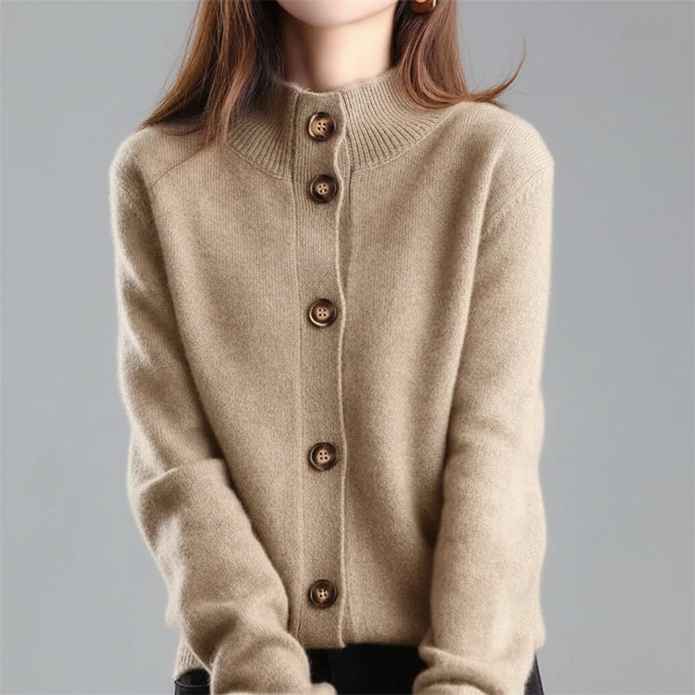 SaneShoppe-Women's Stand Collar Knitted Cardigan: Casual Korean Version Sweater