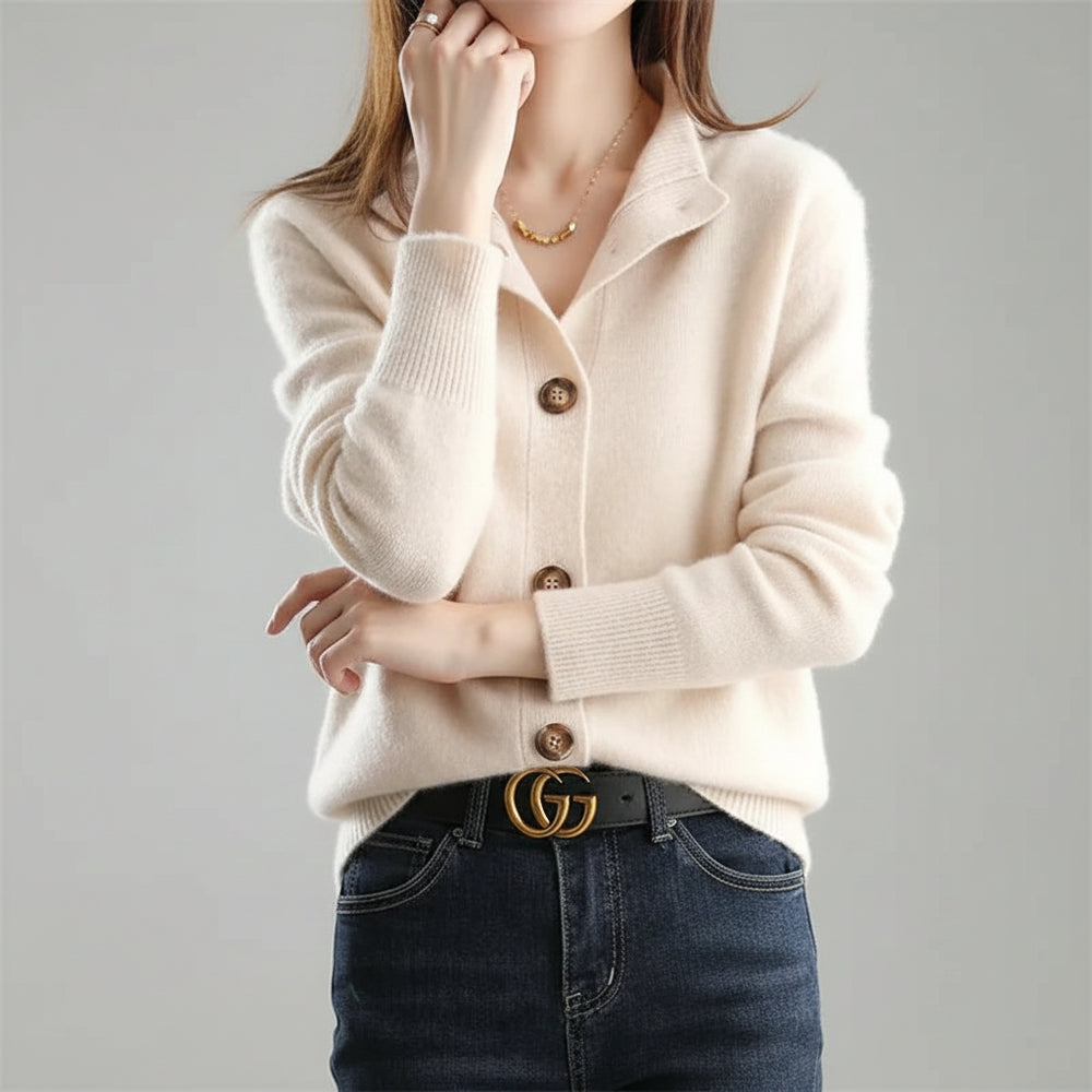SaneShoppe-Women's Stand Collar Knitted Cardigan: Casual Korean Version Sweater