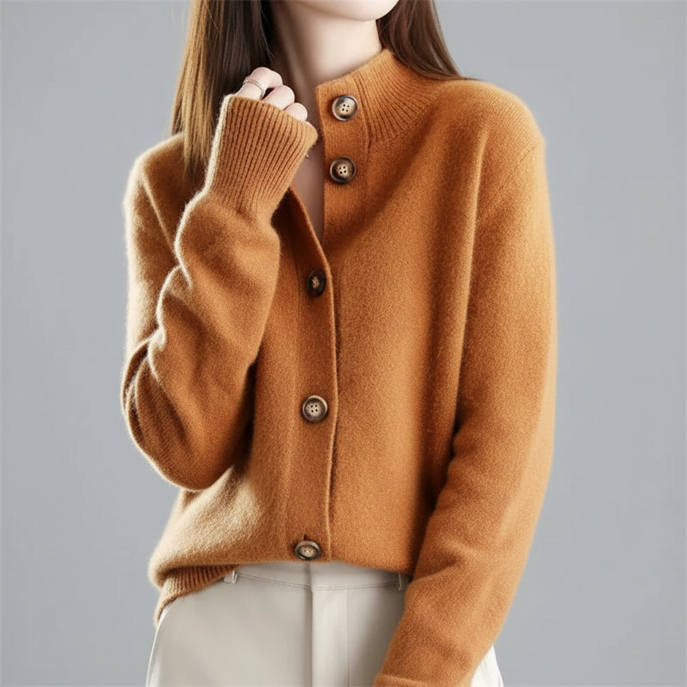 SaneShoppe-Women's Stand Collar Knitted Cardigan: Casual Korean Version Sweater