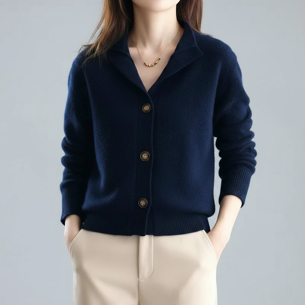 SaneShoppe-Women's Stand Collar Knitted Cardigan: Casual Korean Version Sweater