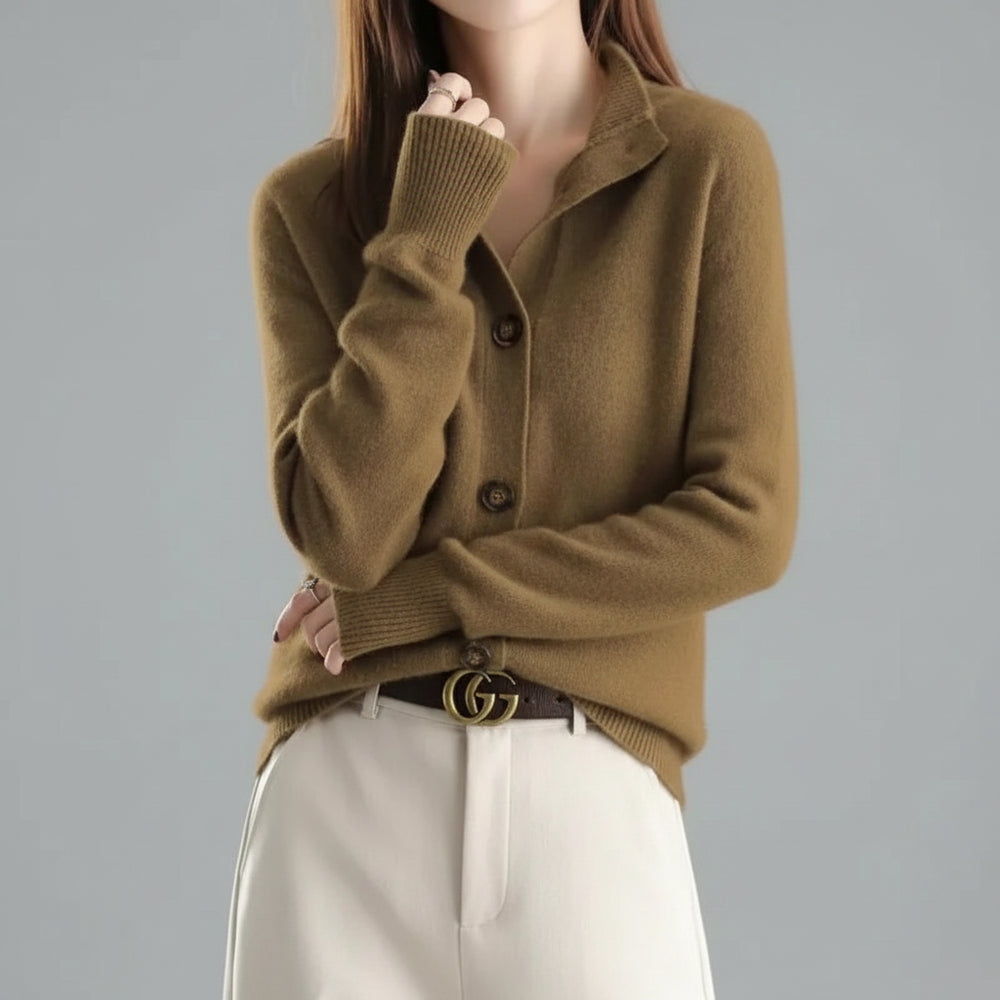 SaneShoppe-Women's Stand Collar Knitted Cardigan: Casual Korean Version Sweater