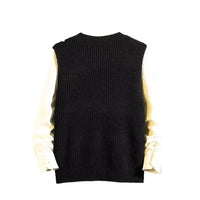 SaneShoppe - Autumn Winter Sleeveless Knitted V - Neck Vest Men's Loose Style Fashionable Versatile Hong Kong Style College Style INS Sweater V