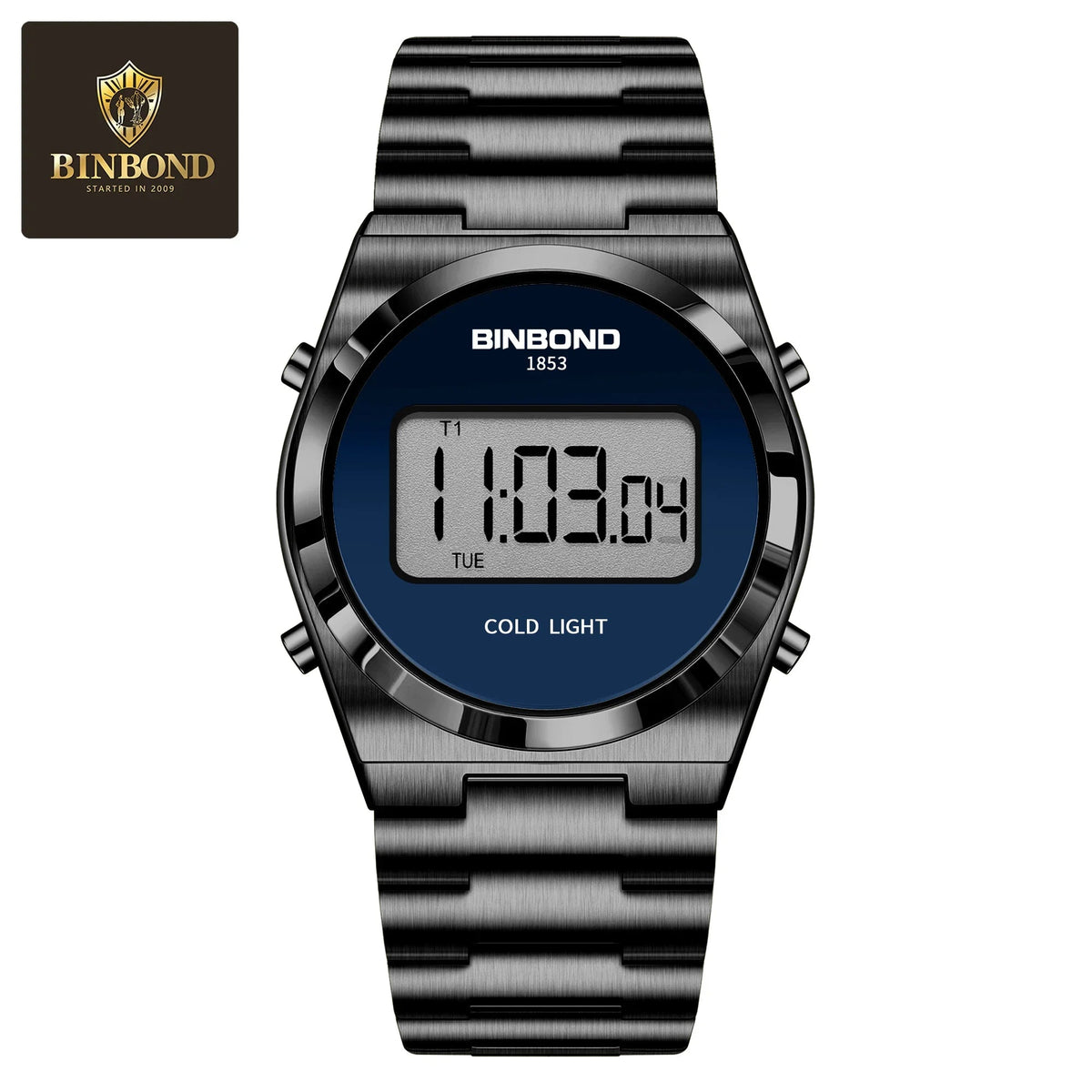 SaneShoppe-BINBOND Luxury LED Digital Men's Stainless Steel Sports Watch