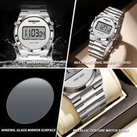 SaneShoppe-BINBOND Luxury LED Digital Men's Stainless Steel Sports Watch