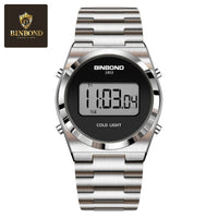 SaneShoppe-BINBOND Luxury LED Digital Men's Stainless Steel Sports Watch