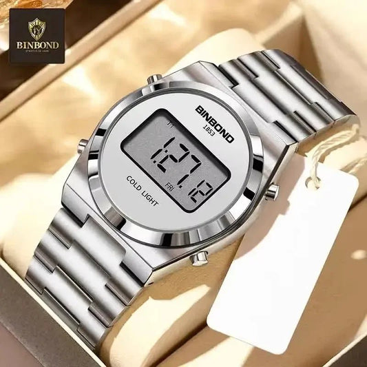 SaneShoppe-BINBOND Luxury LED Digital Men's Stainless Steel Sports Watch