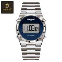 SaneShoppe-BINBOND Luxury LED Digital Men's Stainless Steel Sports Watch