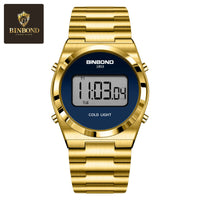 SaneShoppe-BINBOND Luxury LED Digital Men's Stainless Steel Sports Watch