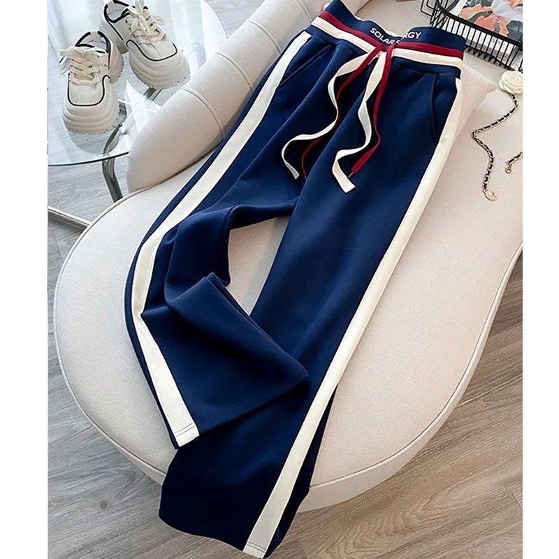 SaneShoppe - Blue Casual Sports Suit Women's Autumn and Winter Stylish Slimming Cardigan Sweatshirt Straight Leg Pants Two - piece Setpant Sets