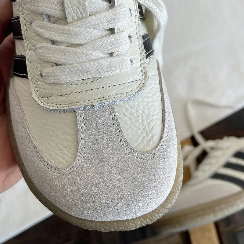 SaneShoppe - Careaymade - Genuine Leather women's shoes,soft sole comfortable casual single shoes,cowhide ugly cute lace up small white shoes