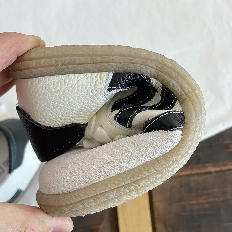 SaneShoppe - Careaymade - Genuine Leather women's shoes,soft sole comfortable casual single shoes,cowhide ugly cute lace up small white shoes