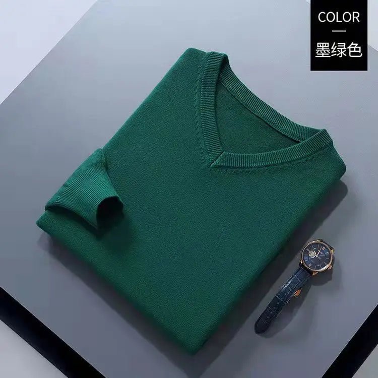 SaneShoppe - Cashmere Cotton Blend Classic V - Neck Pullover Men Sweater 2025 Autumn Winter Work Casual All - match Jumper Male Knitted Sweaters