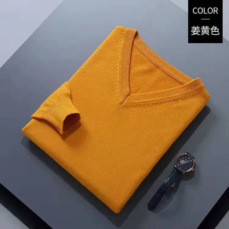 SaneShoppe - Cashmere Cotton Blend Classic V - Neck Pullover Men Sweater 2025 Autumn Winter Work Casual All - match Jumper Male Knitted Sweaters