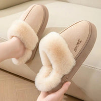 SaneShoppe - Casual Fluffy Slippers Women House Winter Plush Designer Shoes Ladies Flats Home Warm Fashion Elegant Solid Platform Footwear