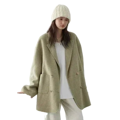 SaneShoppe-Women's Woolen Double Breasted Coat Office Lady Outerwear Autumn Winter 2026