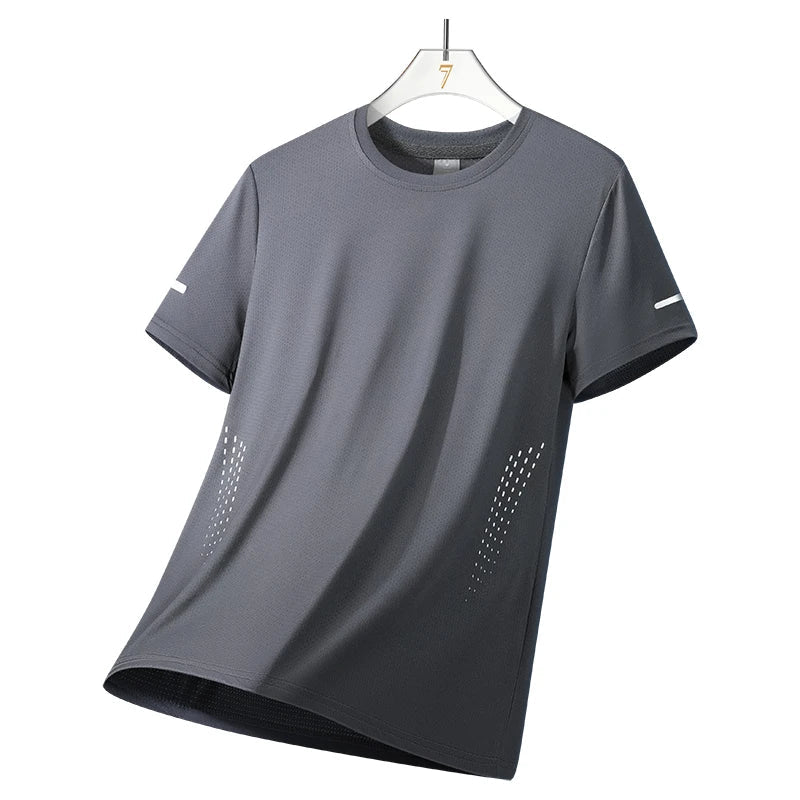 SaneShoppe - CHRLCK Men's Running Quick Drying T-shirts Breathable Hiking Fishing Tees Soft Elasticity Outdoor Sports Short Shirt Summer