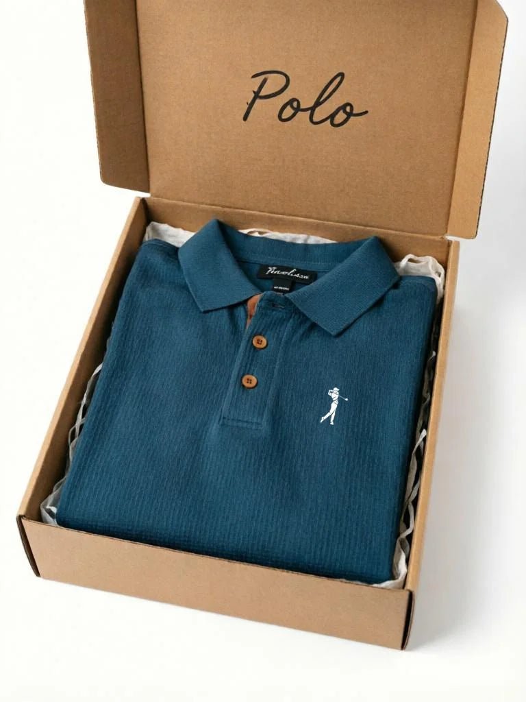 SaneShoppe - Classic Men's Polo Shirt - Premium Cotton Knit with Golf Embroidery, Folded in Branded Gift Box
