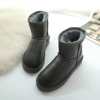 SaneShoppe-Winter Sheepskin Snow Boots - Women's Genuine Fur Ankle Booties