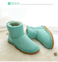 SaneShoppe-Winter Sheepskin Snow Boots - Women's Genuine Fur Ankle Booties